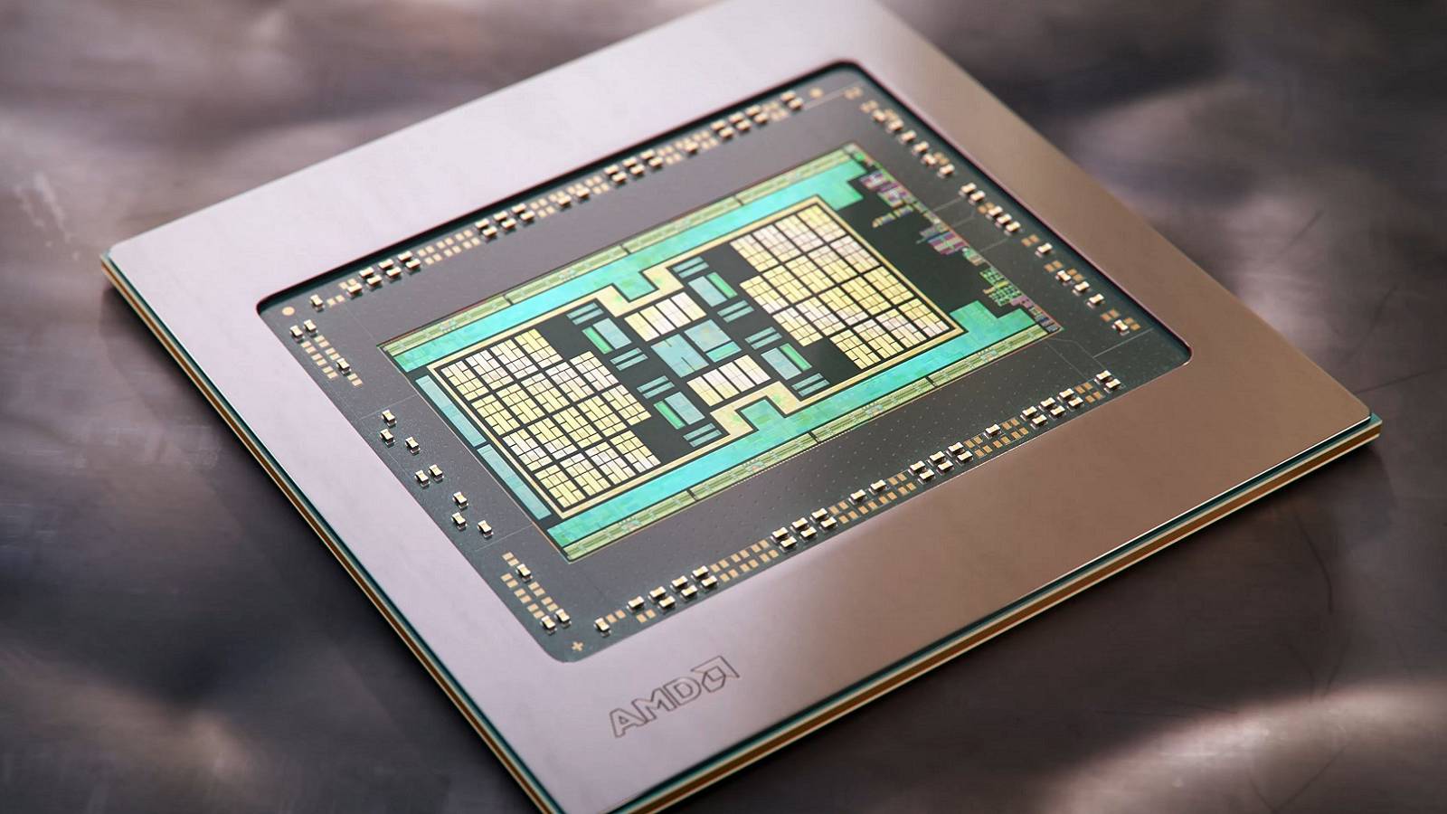 Photo of an AMD chip on what looks like a cushioned surface.