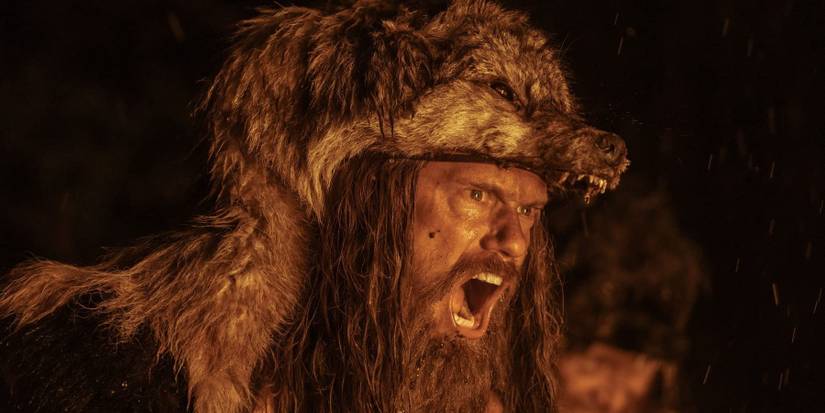 Amleth (Alexander Skarsgård) shouting in The Northman