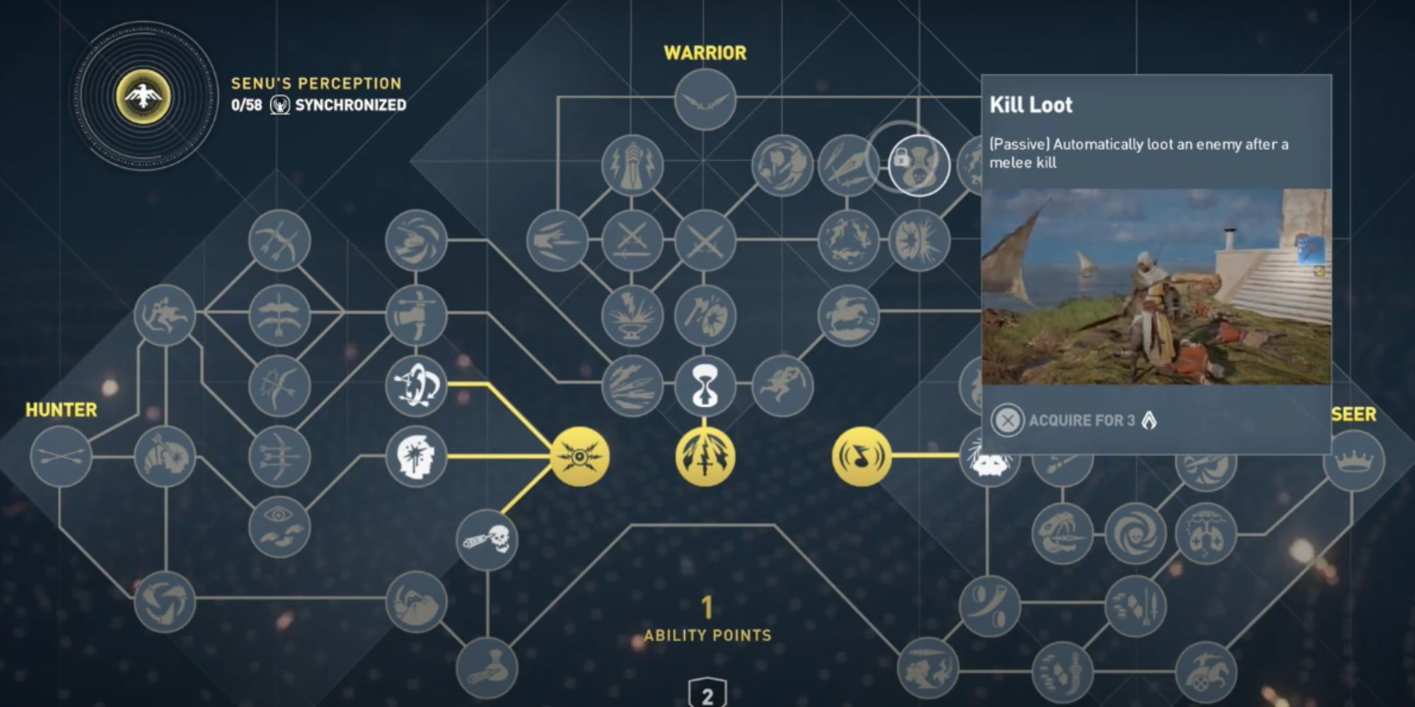 The Warrior Skill Kill Loot in Assassins Creed Origins