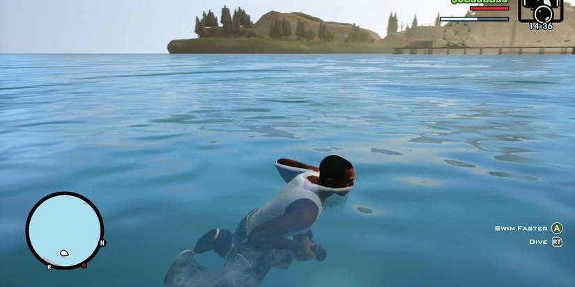 carl johnson swimming in gta san andreas 
