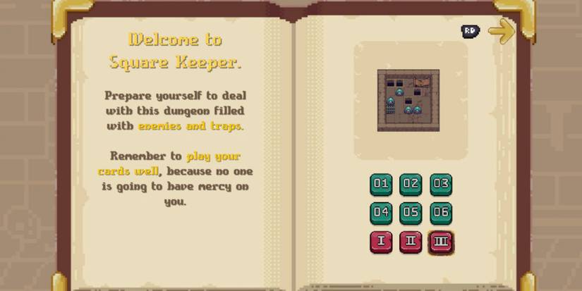 choosing a stage from the menu in square keeper