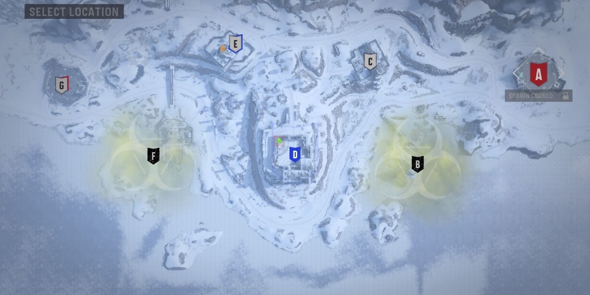 The Map displaying various spawn points on Call of Duty Vanguard's Arms Race mode
