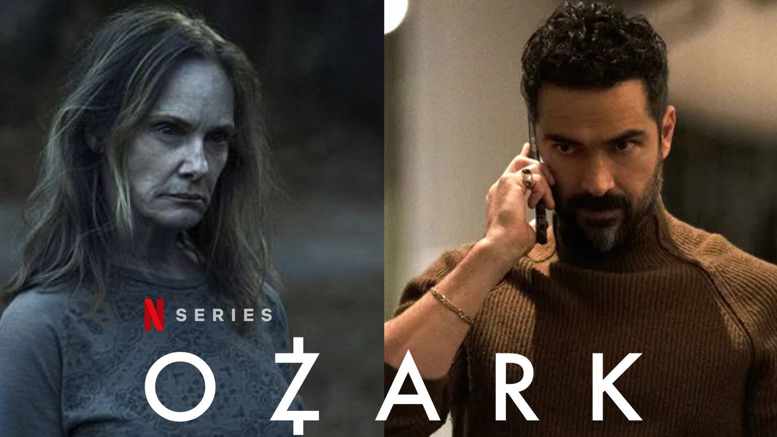 Split image of Darlene Snell and Javi in Ozark