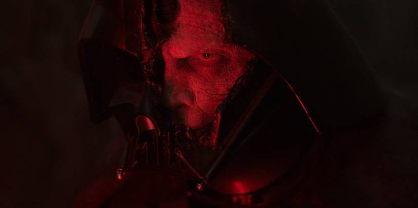 darth vader with his mask cut open