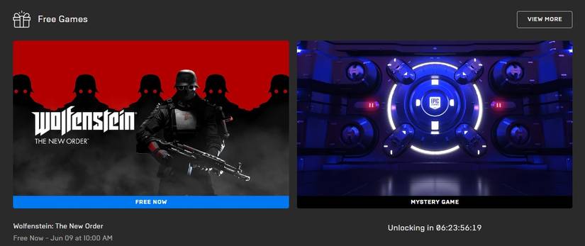 epic games store free games wolfenstein