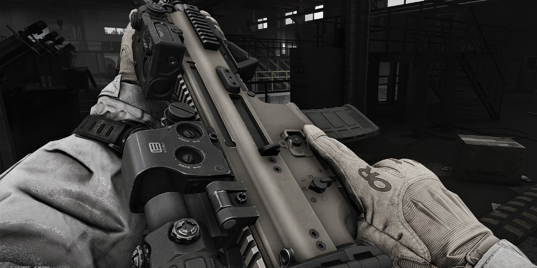 Escape From Tarkov Player Inspecting Rifle
