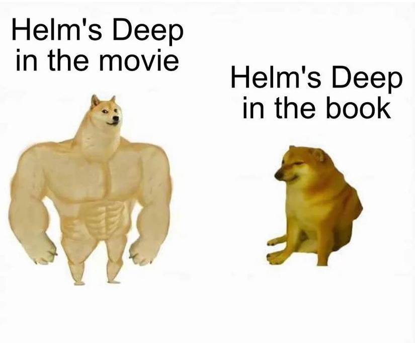 The battle for Helms Deep is quite different from the movie and book. 