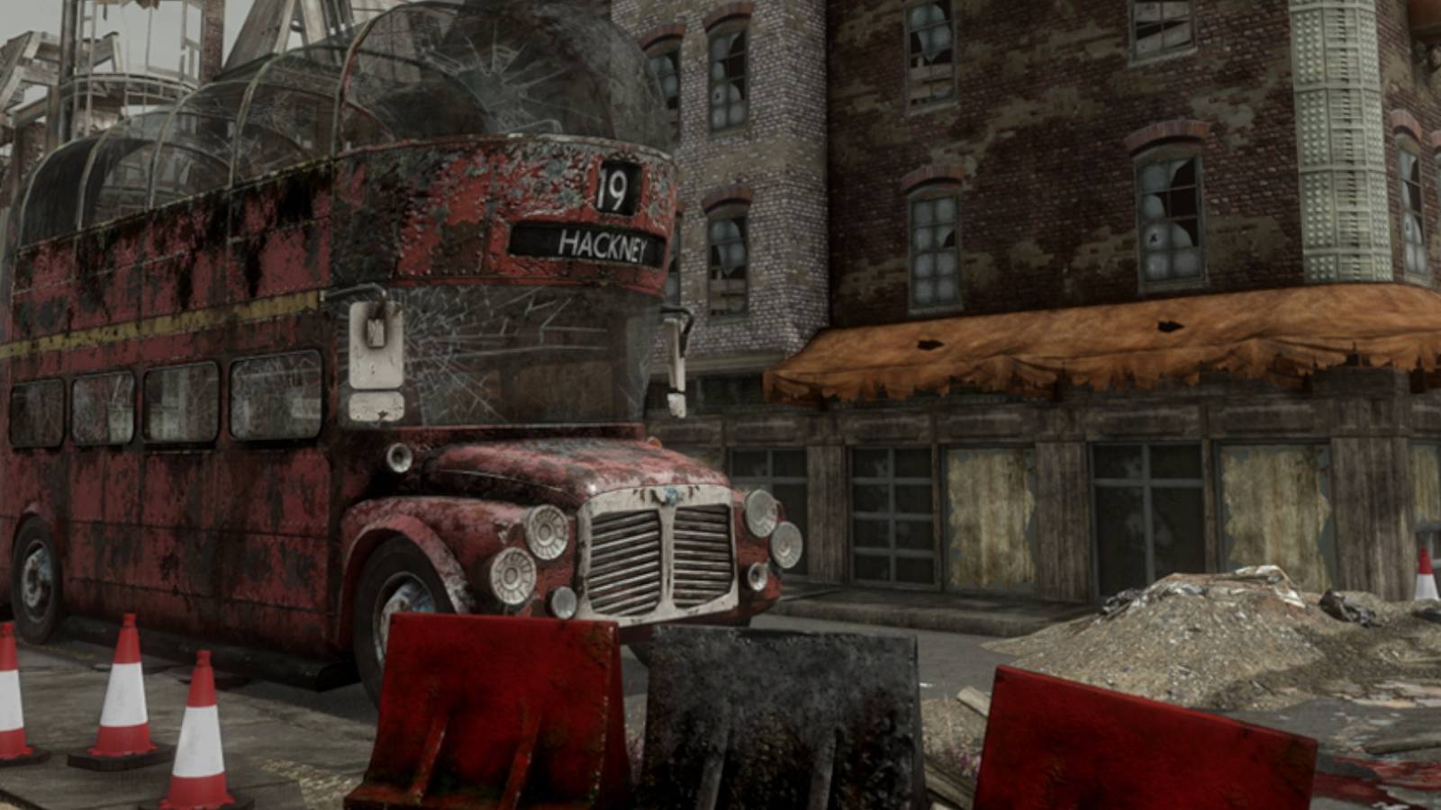 fallout london hackney double decker bus
