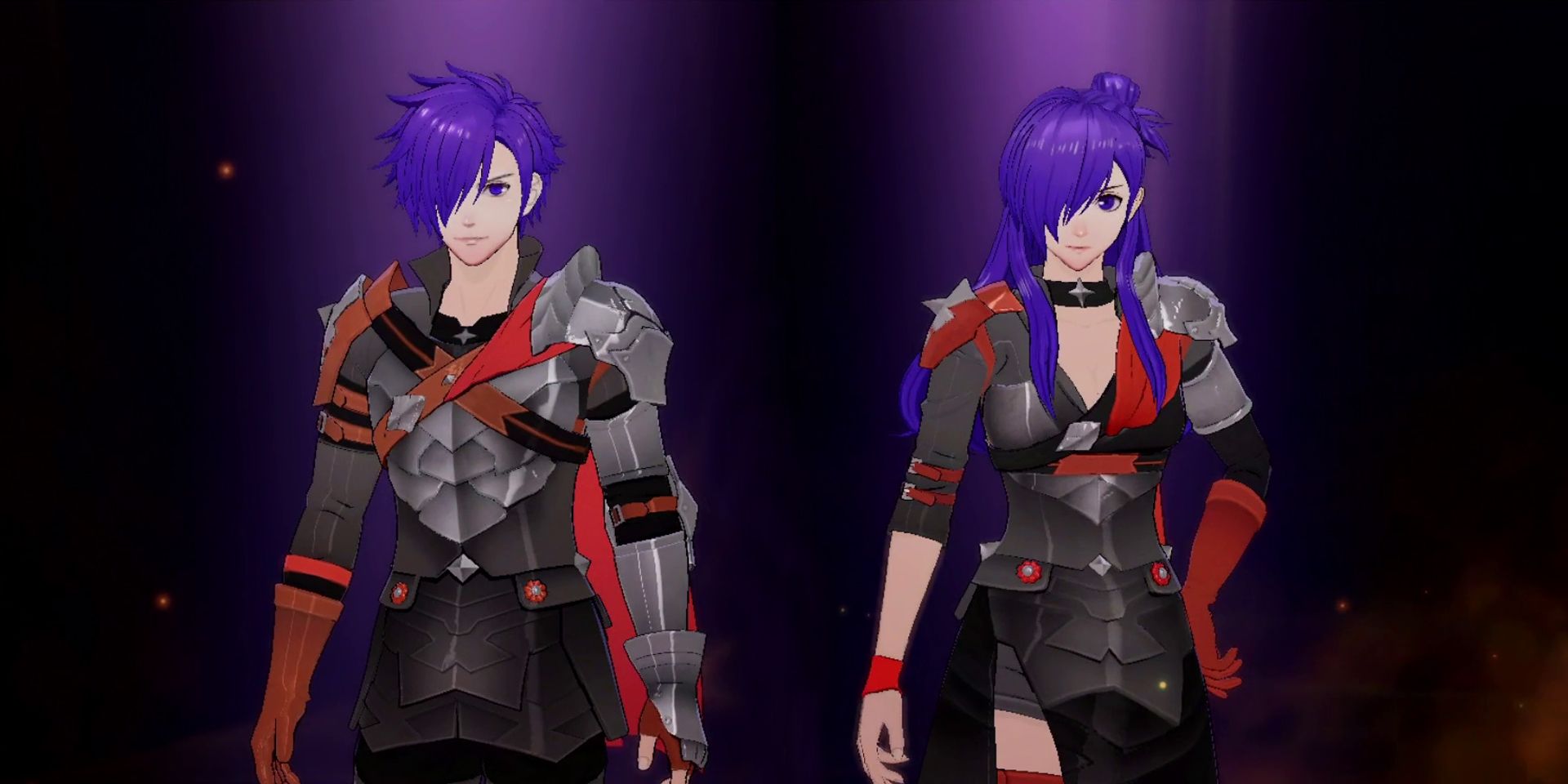 The male and female versions of Shez in Fire Emblem Warriors: Three Hopes
