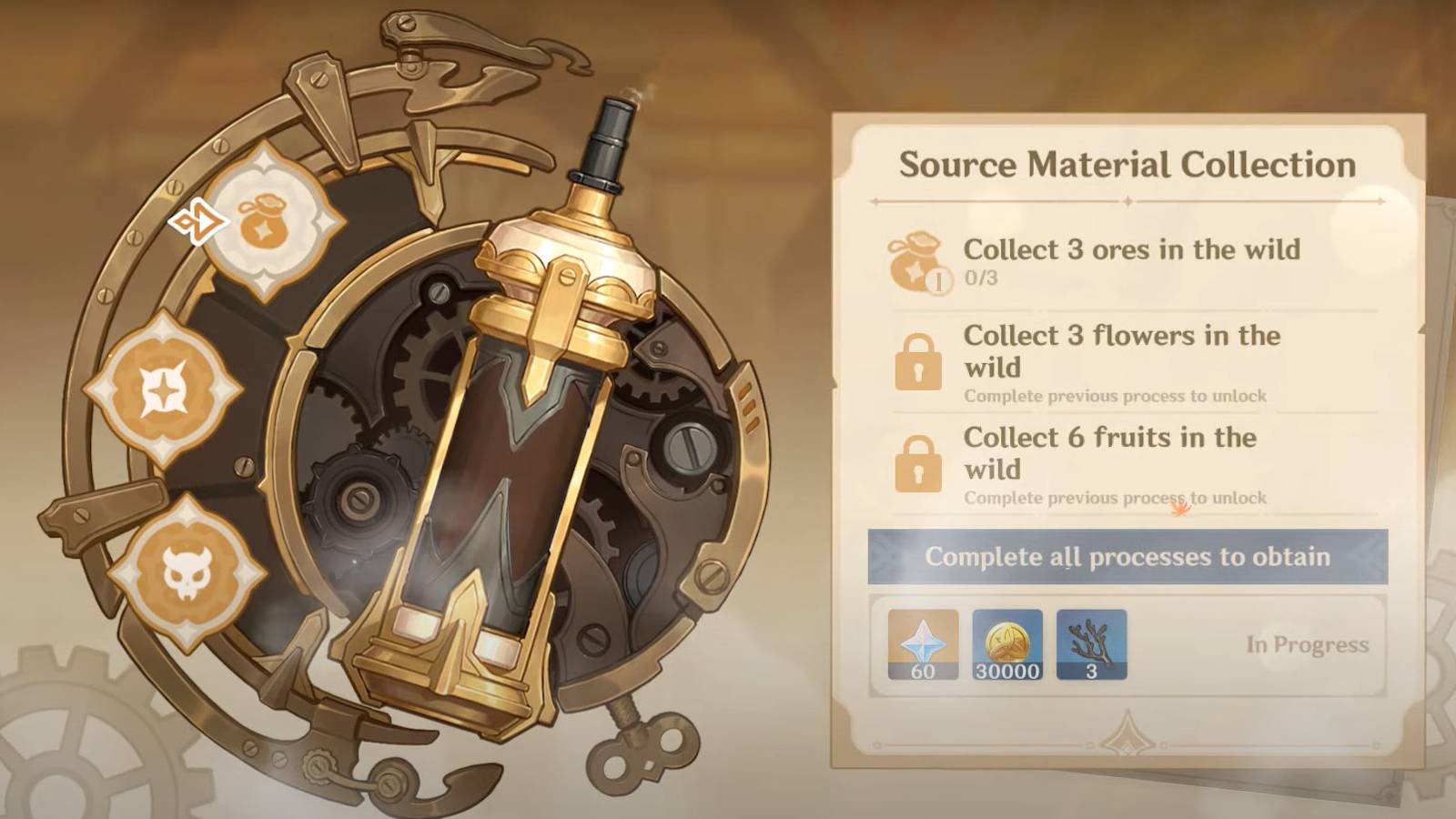 genshin impact collect 3 ores in the wild