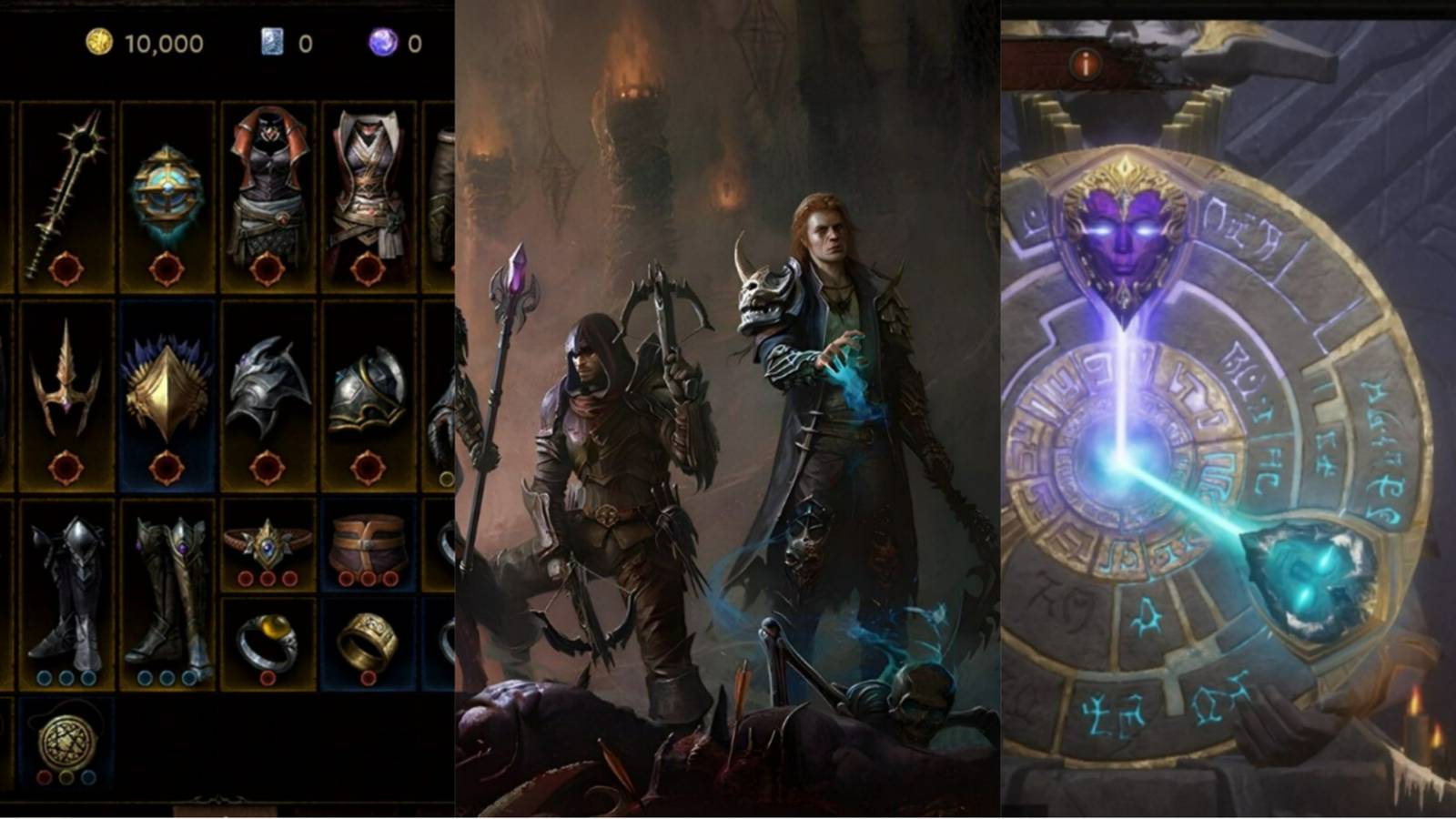 The inventory, characters, and Elder Rift from Diablo Immortal