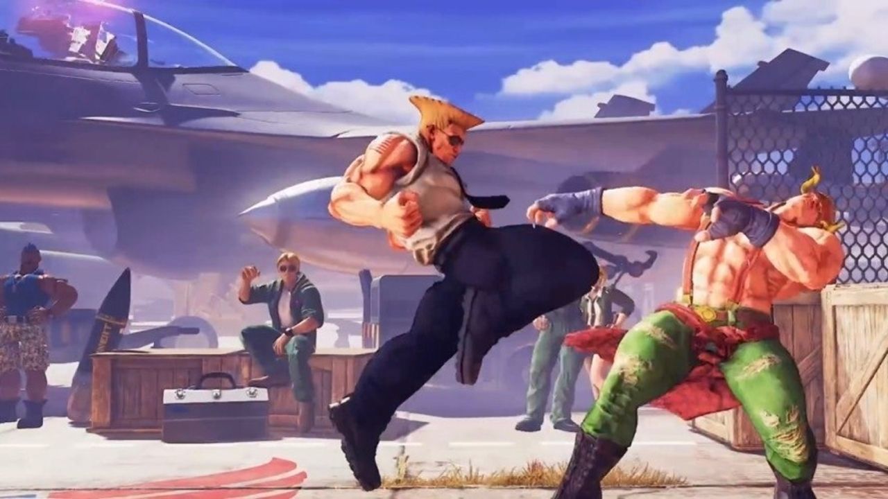 Guile attacking in Street Fighter 5