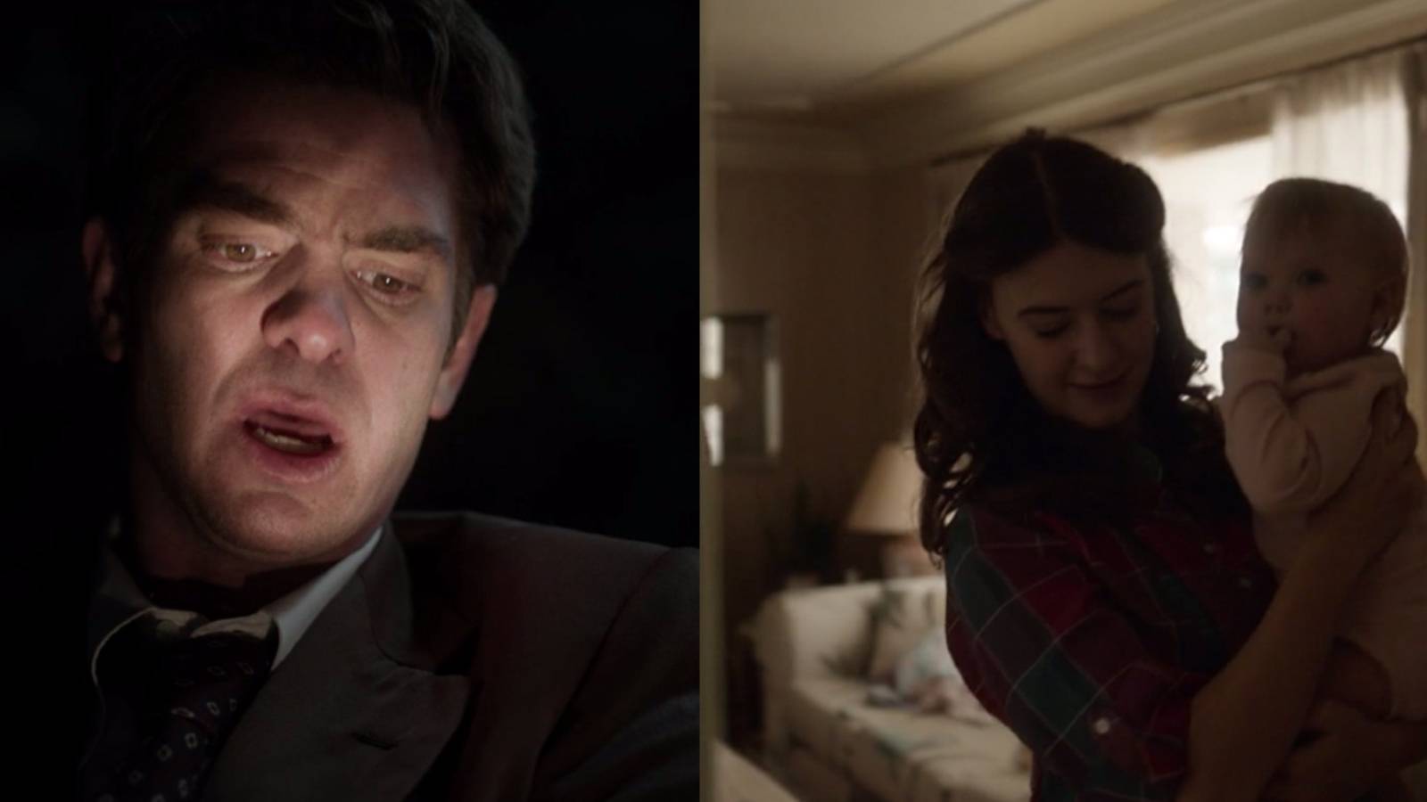 Split image of Jeb Pyre, Brenda Lafferty, and Erica in Under the Banner of Heaven