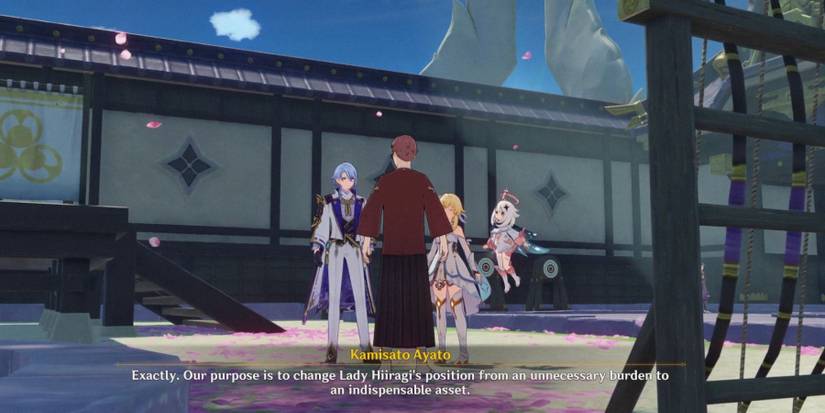 kamisato ayato and kamaji making a plan in Genshin impact