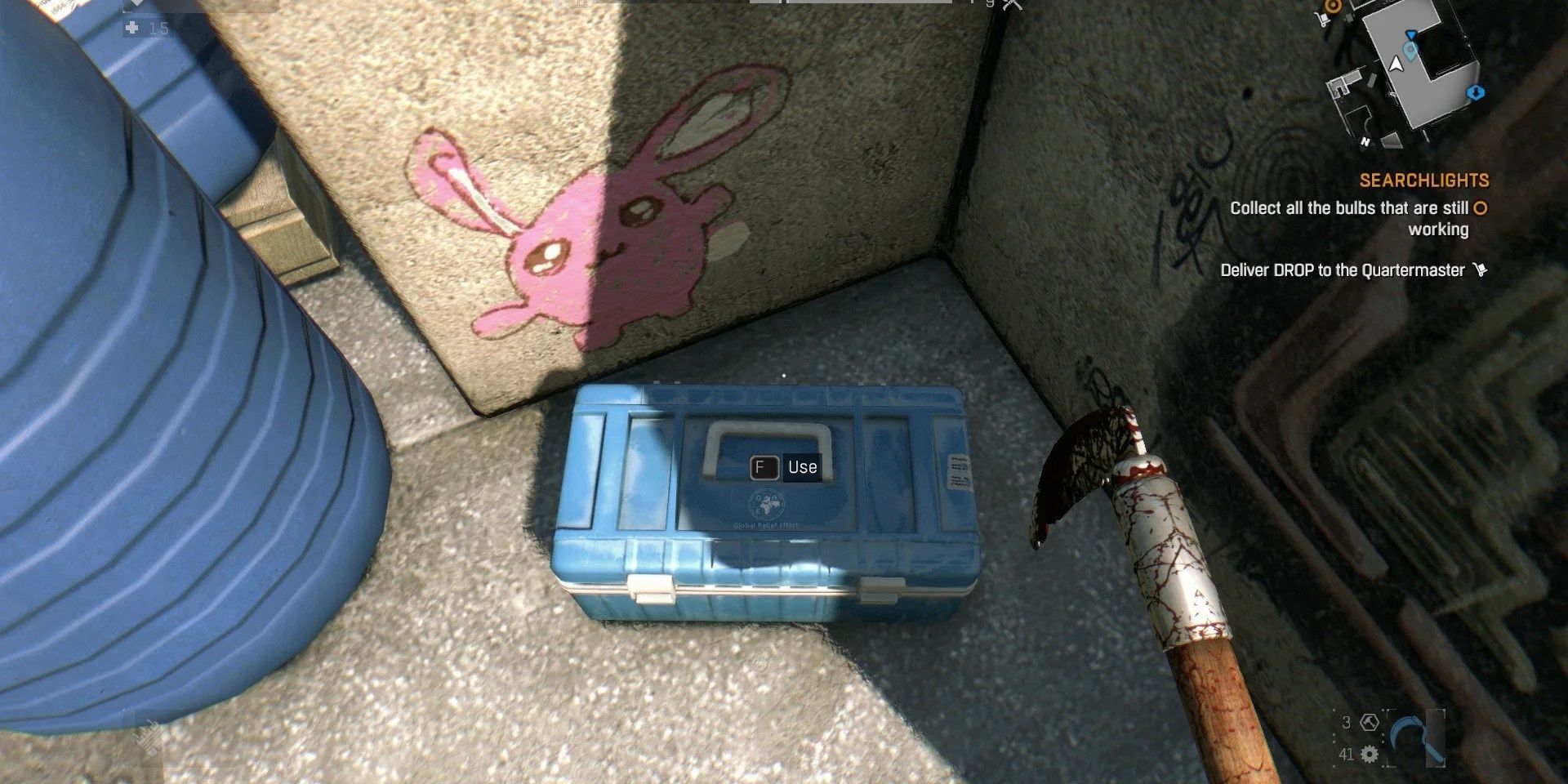 looting materials in container from dying light 