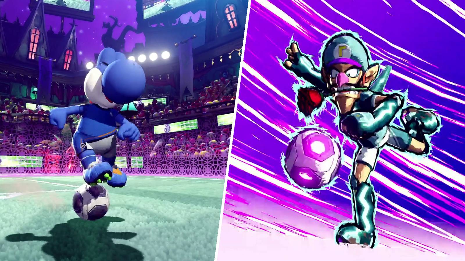 Yoshi and Waluigi in Mario Strikers: Battle League