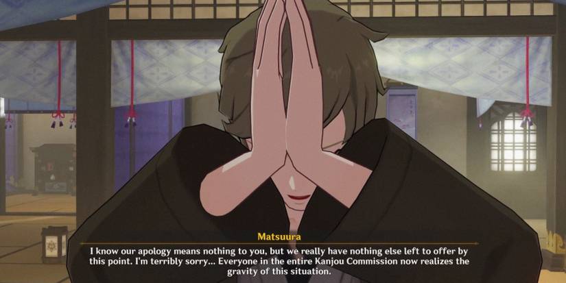 matsuura apologizing to Kamisato Ayato in Genshin impact