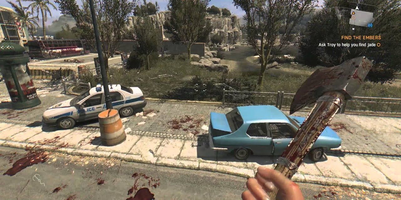 running next to cars in dying light