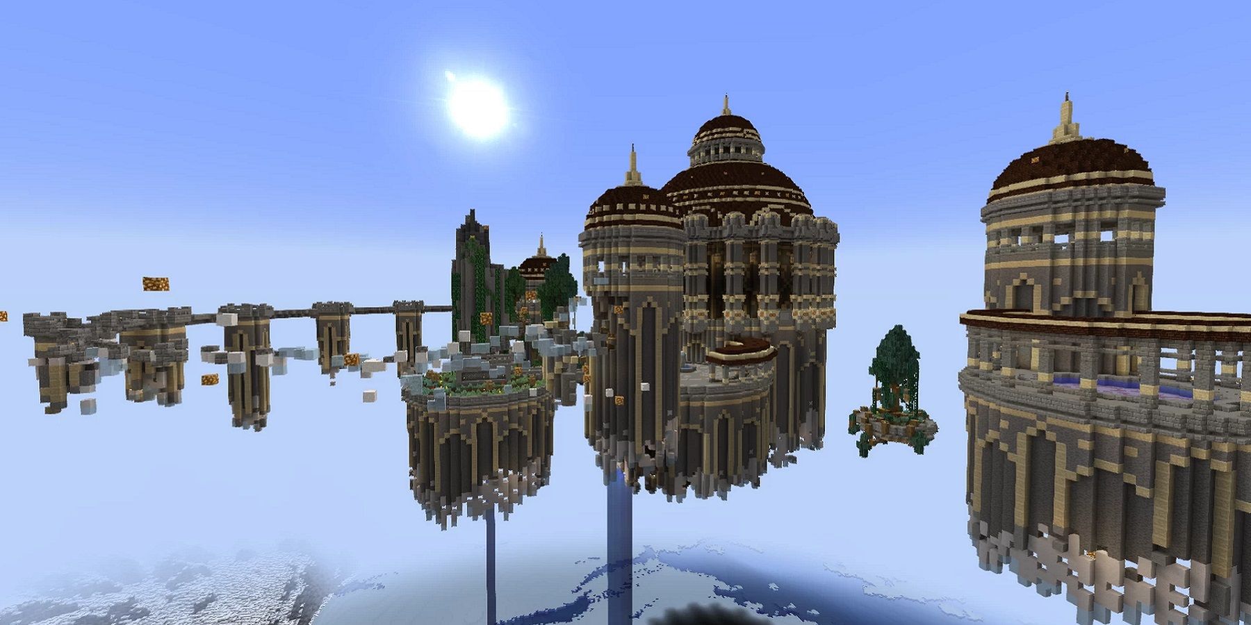 Image from Minecraft showing the world of Elden Ring in the blocky game.