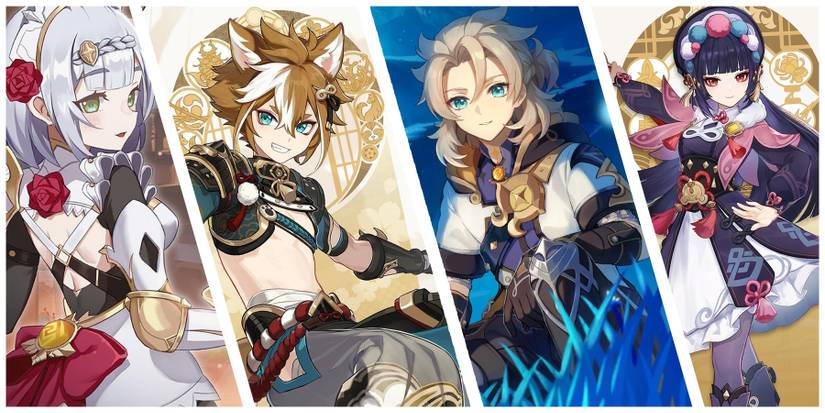 noelle,gorou,albedo,and yunjin in genshin impact