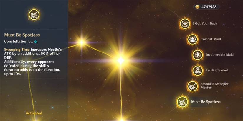 noelle's sixth constallation in genshin impact