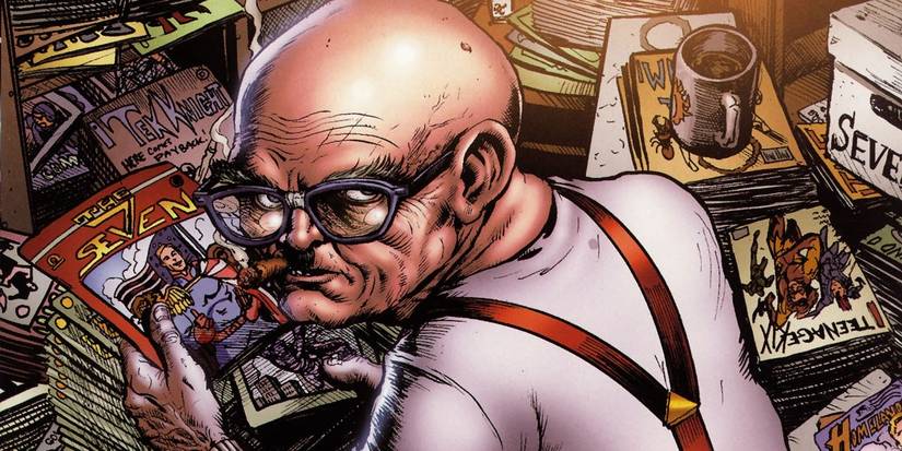 old legend smoking with comics