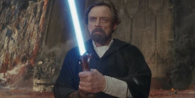 Luke Skywalker ignites his father's lightsaber in Star Wars: Episode XII - The Last Jedi.
