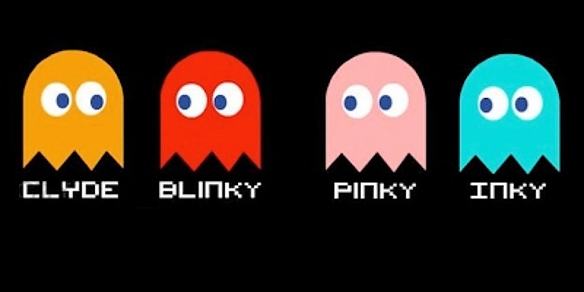pacman ghosts inky pink blinky and clyde