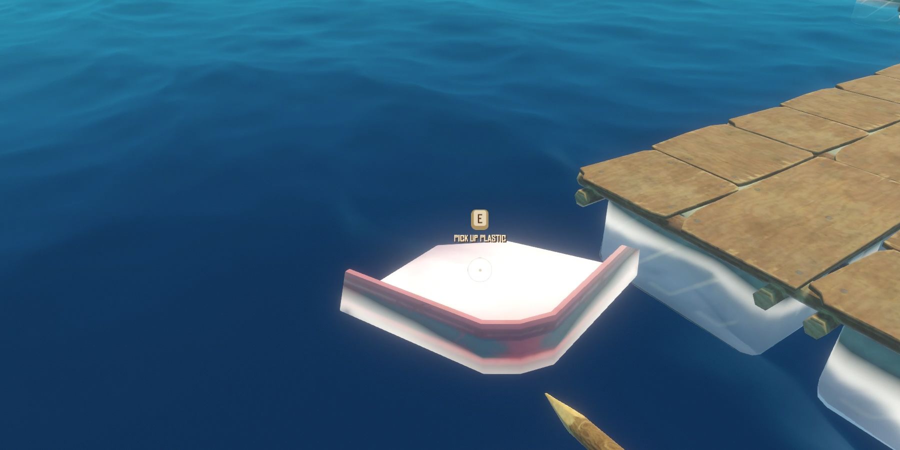 picking up plastic in raft