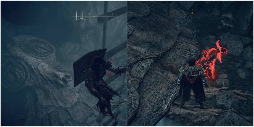 Split image of under Stormveil Castle.