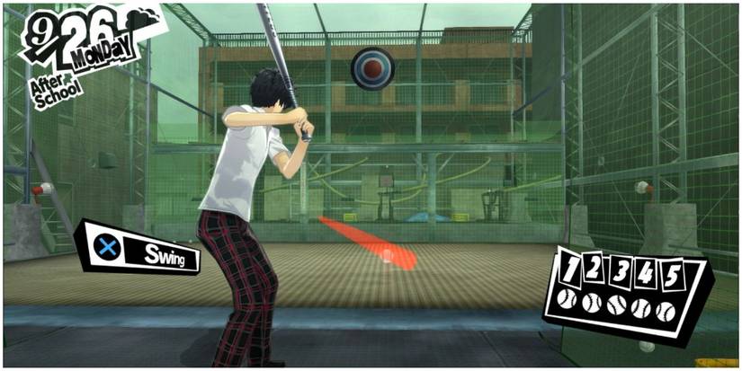 Joker in batting cage.