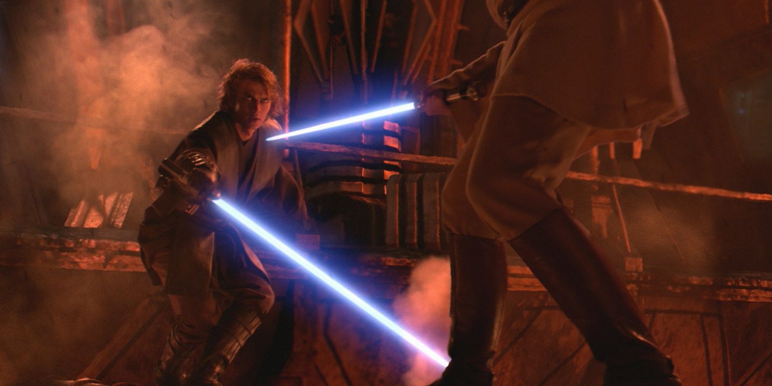 darth vader / anakin skywalker fighting obi-wan kenobi