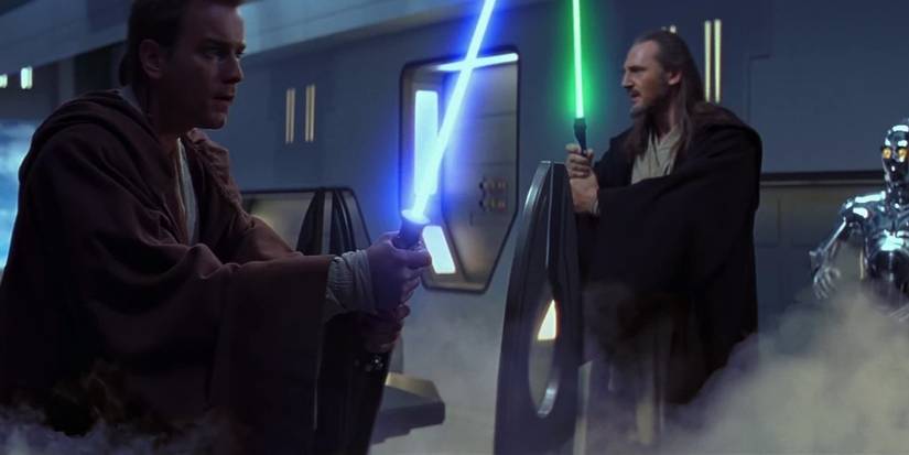 qui-gon jinn and obi-wan kenobi with toxic fumes