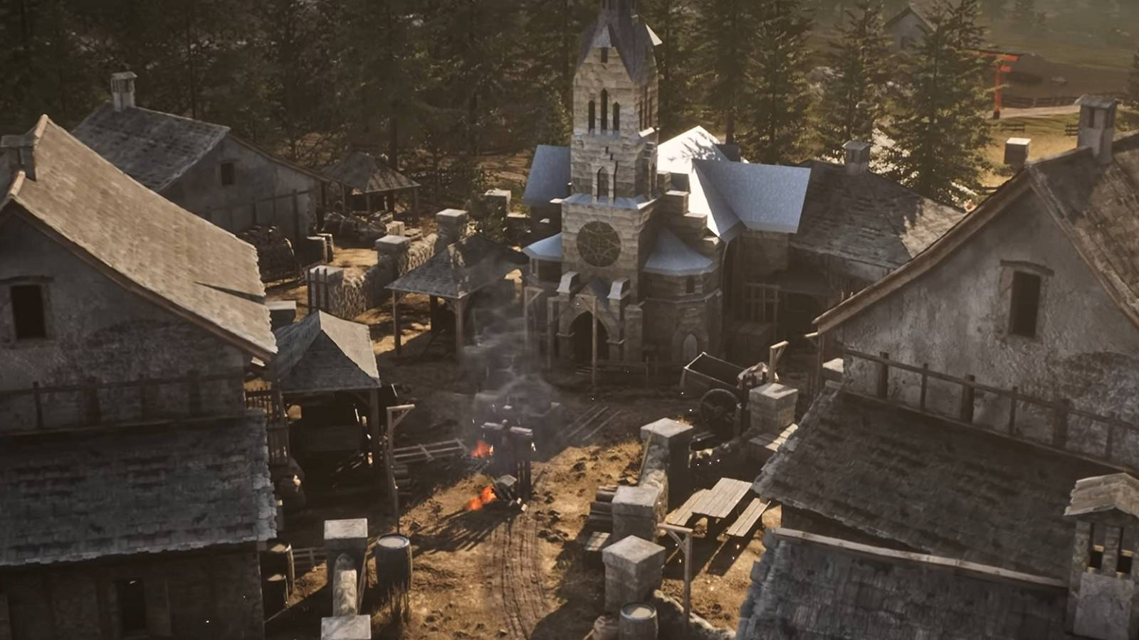 A screenshot showing the village from Resident Evil 4 as sone in Unreal Engine.