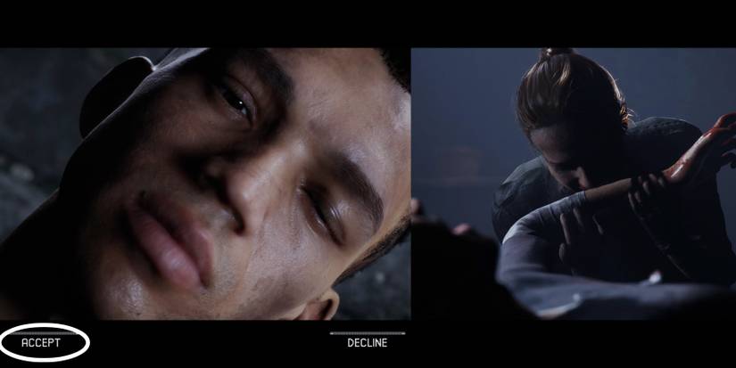 ryan accepting laura's bite in the quarry