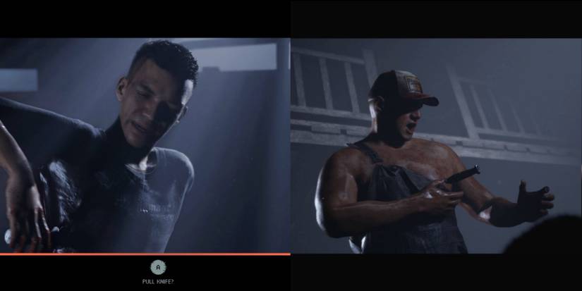 ryan pulling out a knife and stabbing Bobby in the quarry