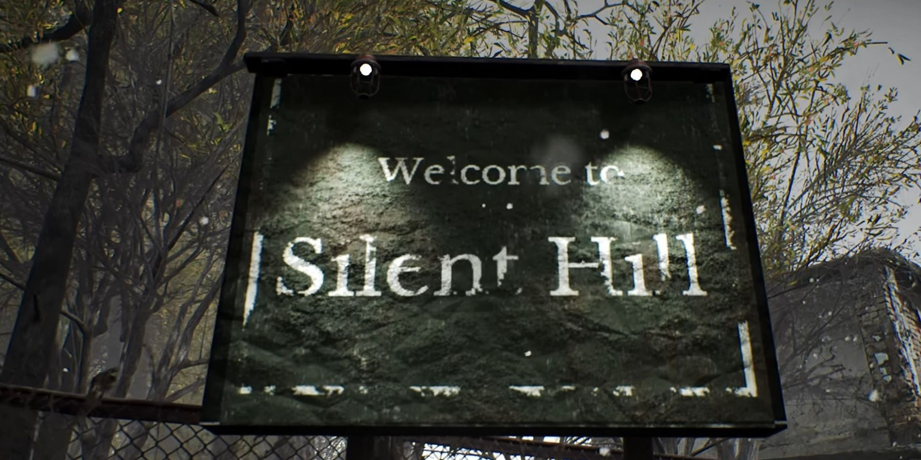 The "Welcome to Silent Hill" sign as reimiagined in Unreal Engine 5.