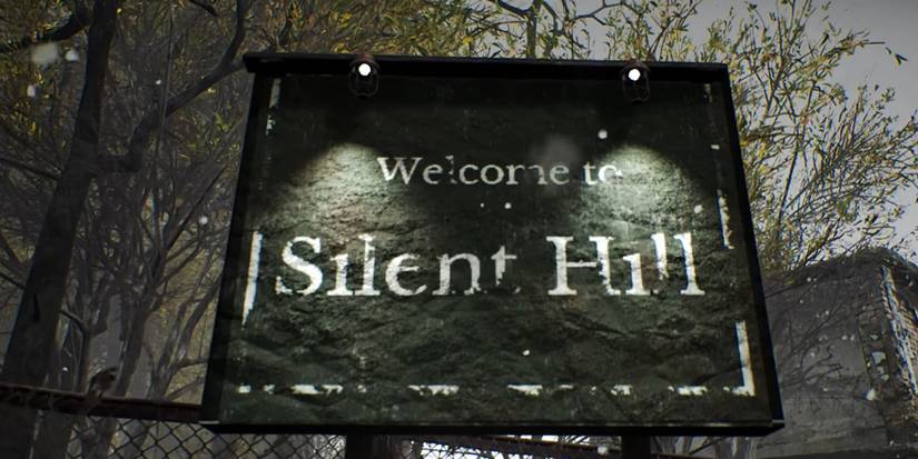 The "Welcome to Silent Hill" sign as reimiagined in Unreal Engine 5.