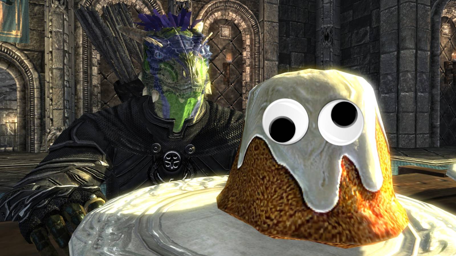 skyrim argonian sweet roll googly eyes