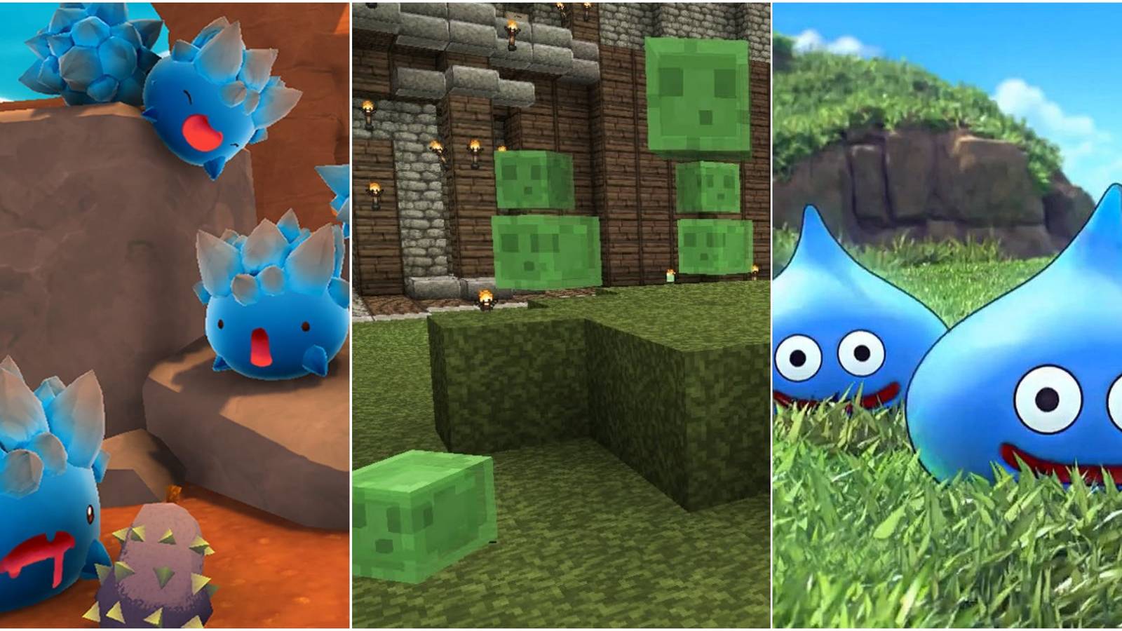 Various Slimes In Gaming dragon quest minecraft slime rancher