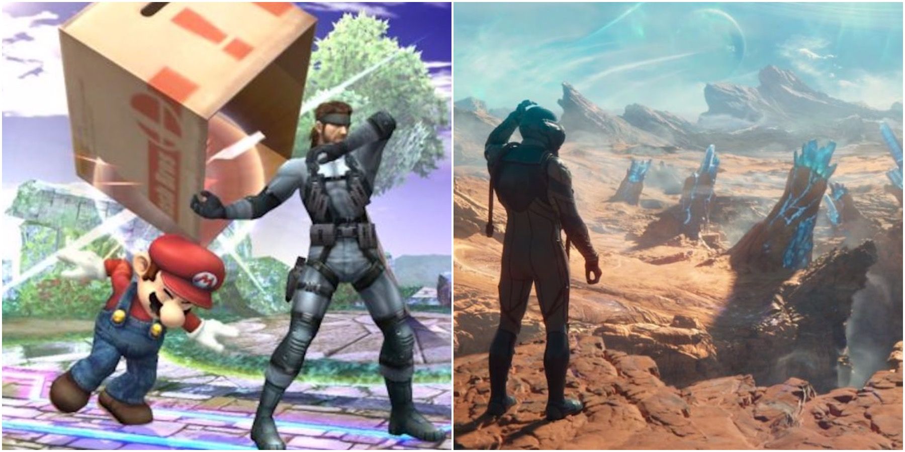 smash bros and outer worlds 2 split image