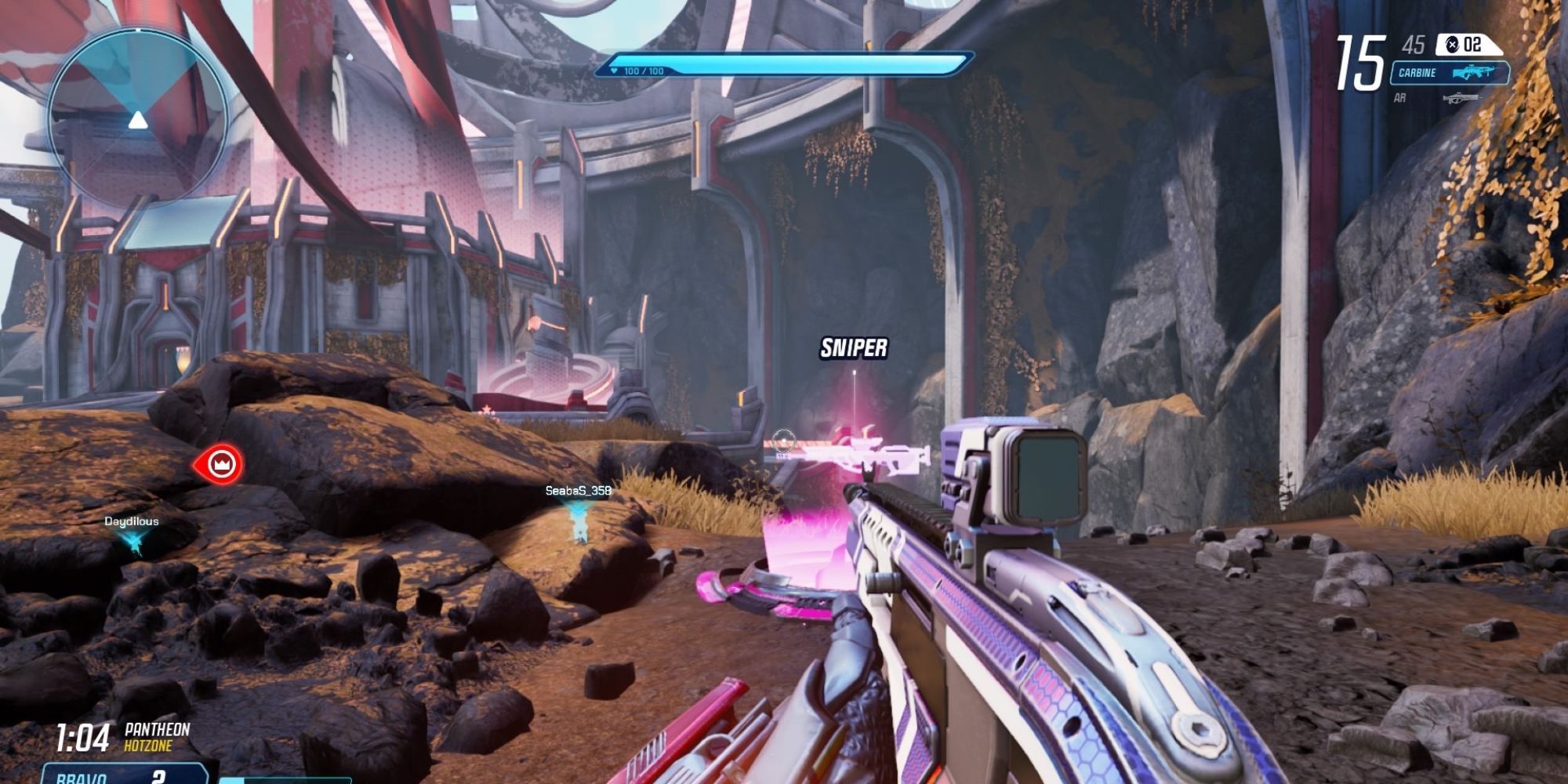 A Sniper Rife spawn on Splitgate