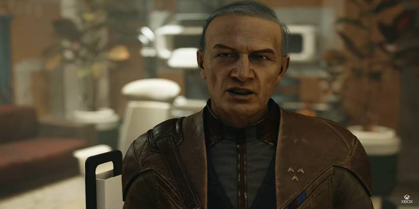 An NPC talking to the player