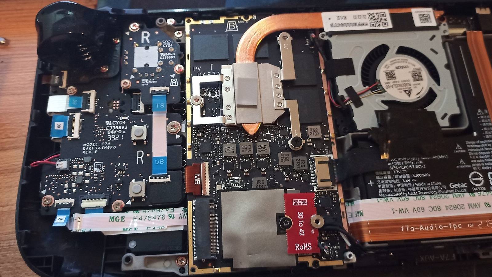 A photo showing the inside of a Steam Deck.