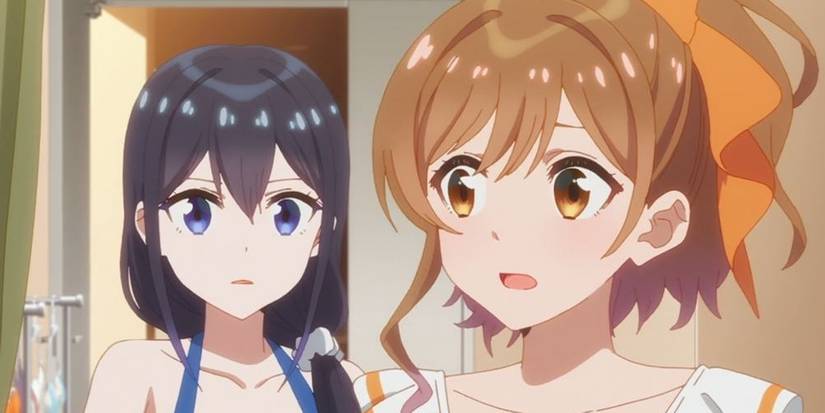 the characters suzu and rena from the idol group suzurena from the anime selection project