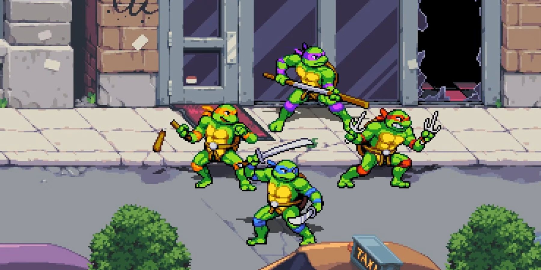 teenage mutant ninja turtles shredder's revenge turtles on the street ready for battle