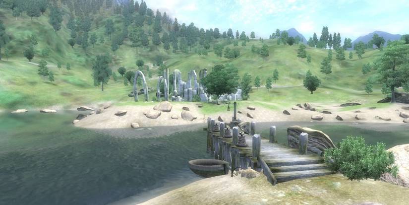 Image from The Elder Scrolls 4: Oblivion showing the otside area by the Imperial City sewer entrance.