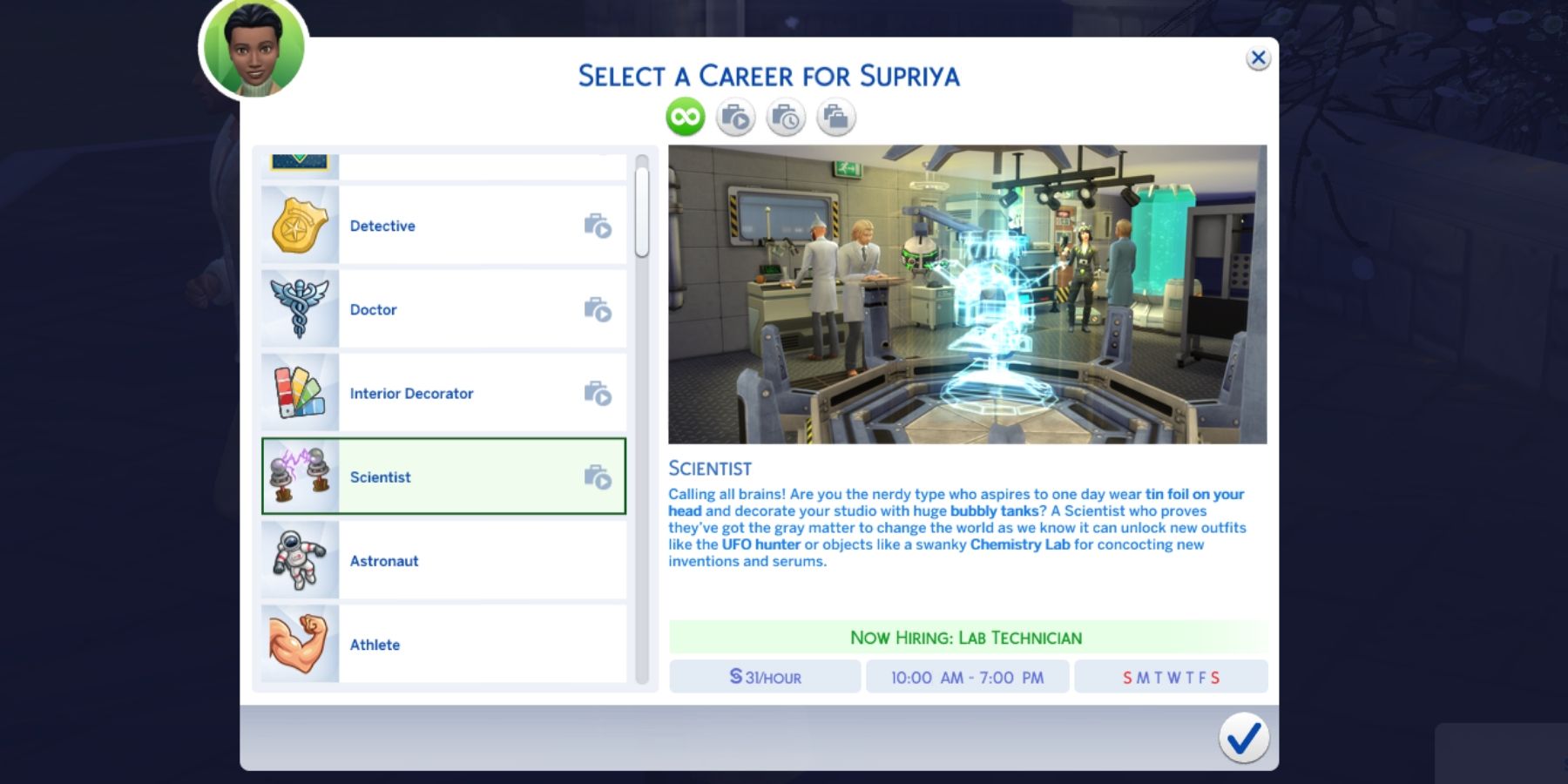 the scientist career in the sims 4