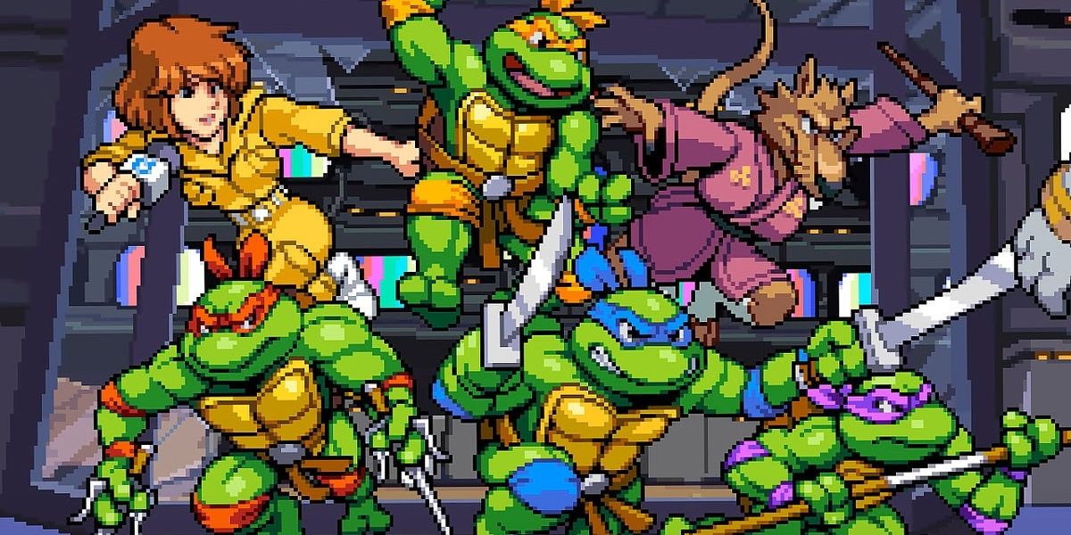 tmnt all playable characters jump out of tv station window 