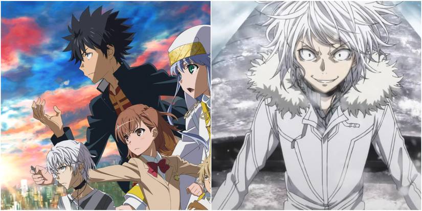 split image of characters and accelerator from a certain magical index
